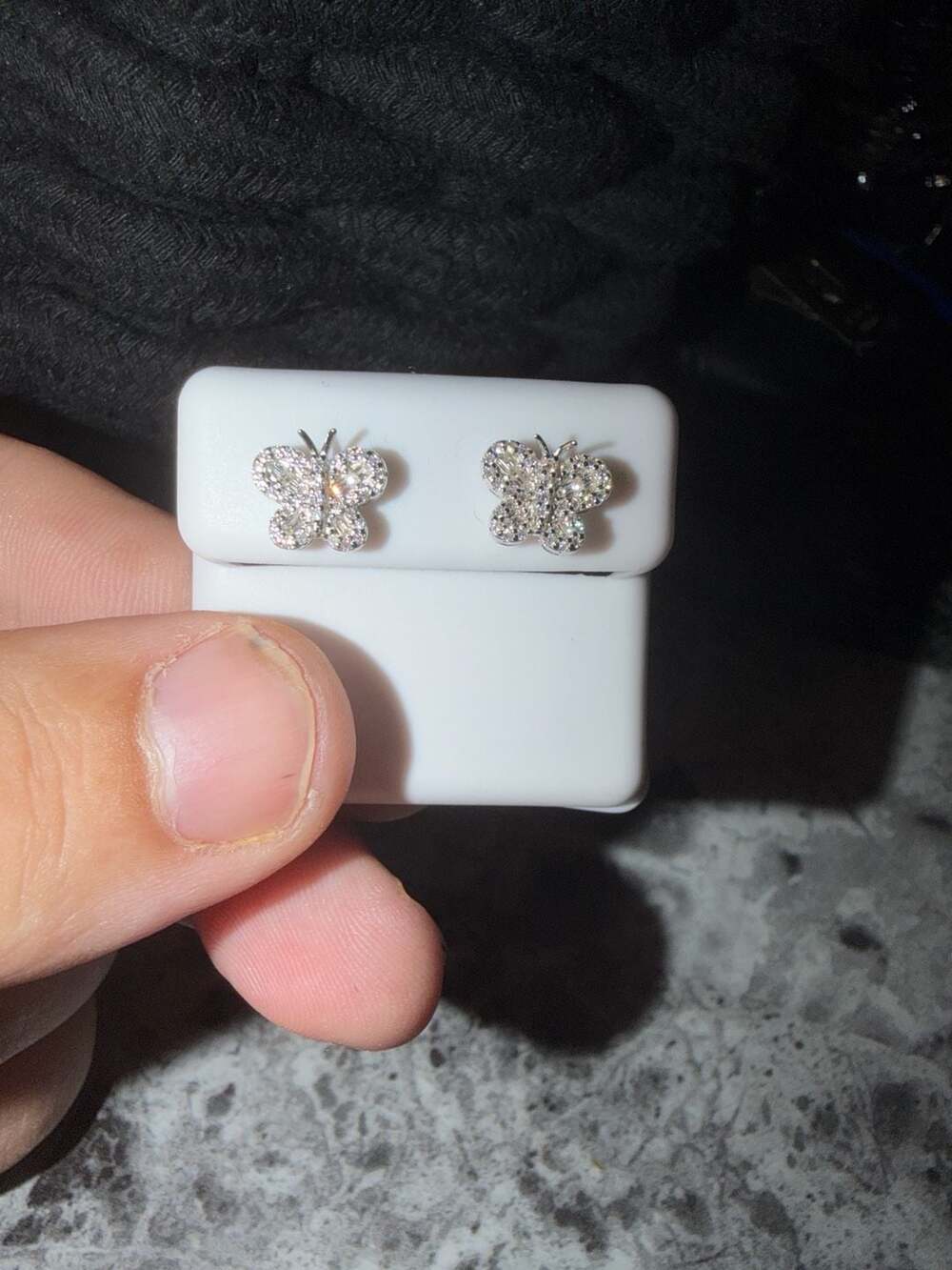 Moissanite Butterfly Stud Earrings 0.43ctw VVS D Color